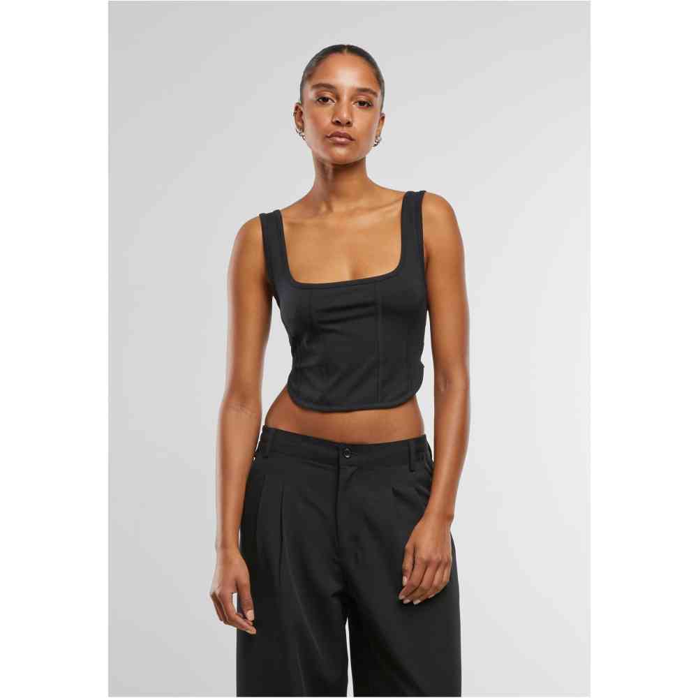 Urban Classics - Jersey corsage Mouwloze top - Zwart